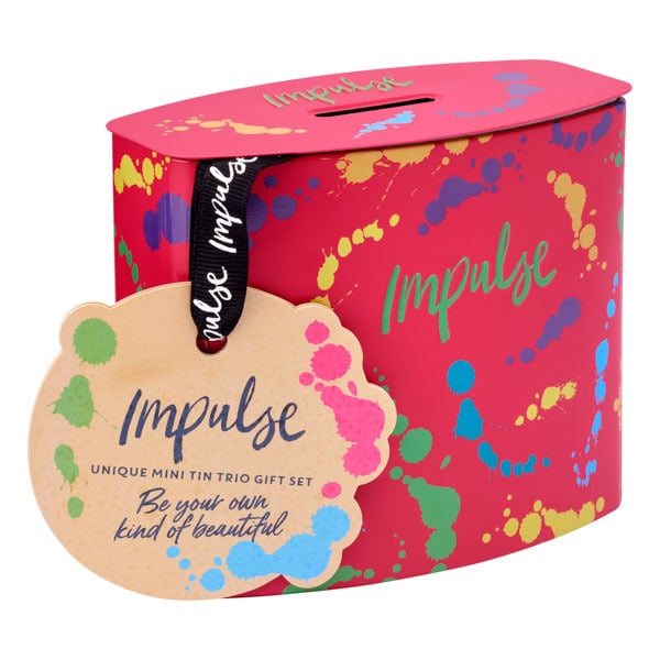 Impulse Unique Mini Tin Giftset. Impulse Tease, Very Pink and True 35ml in a keepsake Tin.